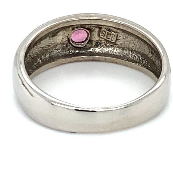 Red Tourmaline .24ct Platinum Solid Silver Ring - Picture 5 of 6